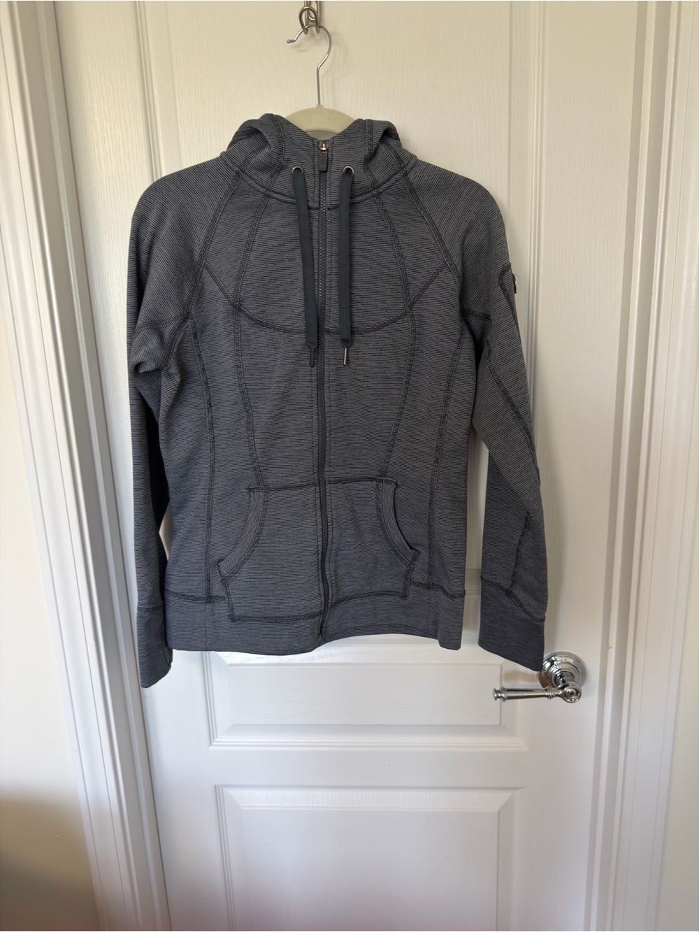 Athleta Heathered Gray Full-Zip Hoodie with Hood